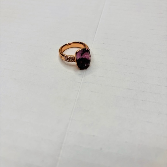 SWAROVSKI Amethyst Crystal Gold Ring Size 6 - Picture 5 of 8